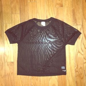 Victoria’s Secret Pink Cropped Mesh Tee XS